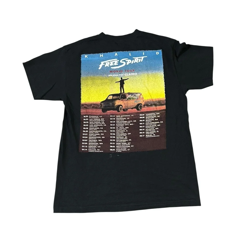Khalid Free‎ Spirit Tour T-Shirt Adult Size M Black Short Sleeve 2019